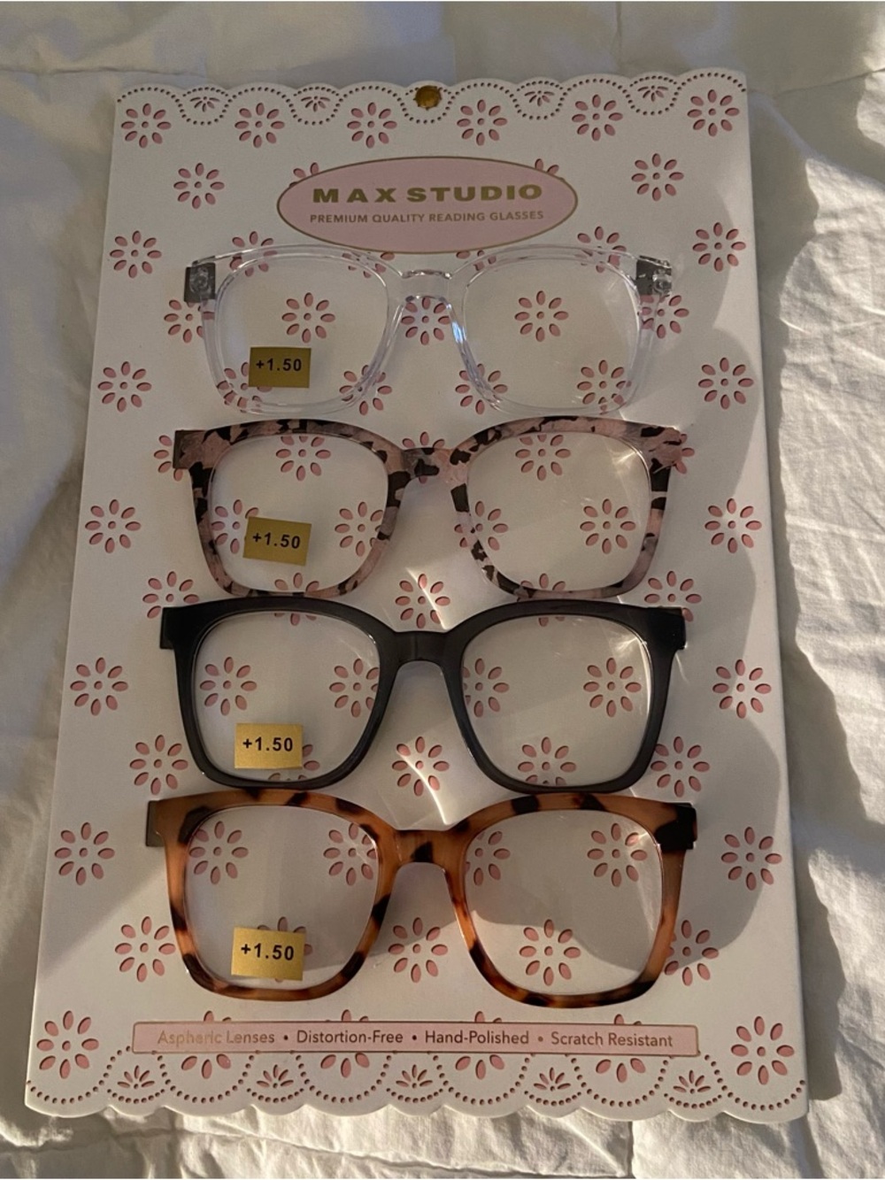 Max Studio 4 Pairs Reading Glasses 
+ 1.50 Strength